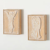 8.25" Sullivans Christmas Rustic Angels Wall Decor Set of 2, White-Brown
