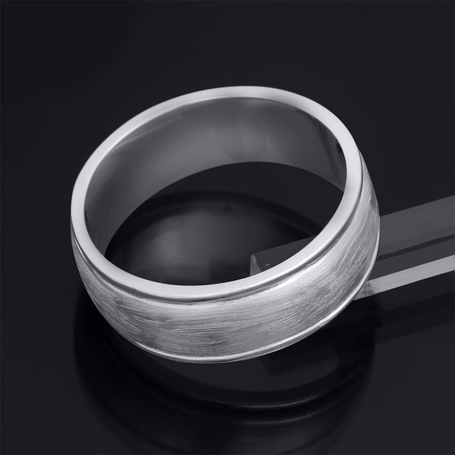 8.5mm Solid 925 Sterling Silver Mens Anniversary Wedding Band Ring