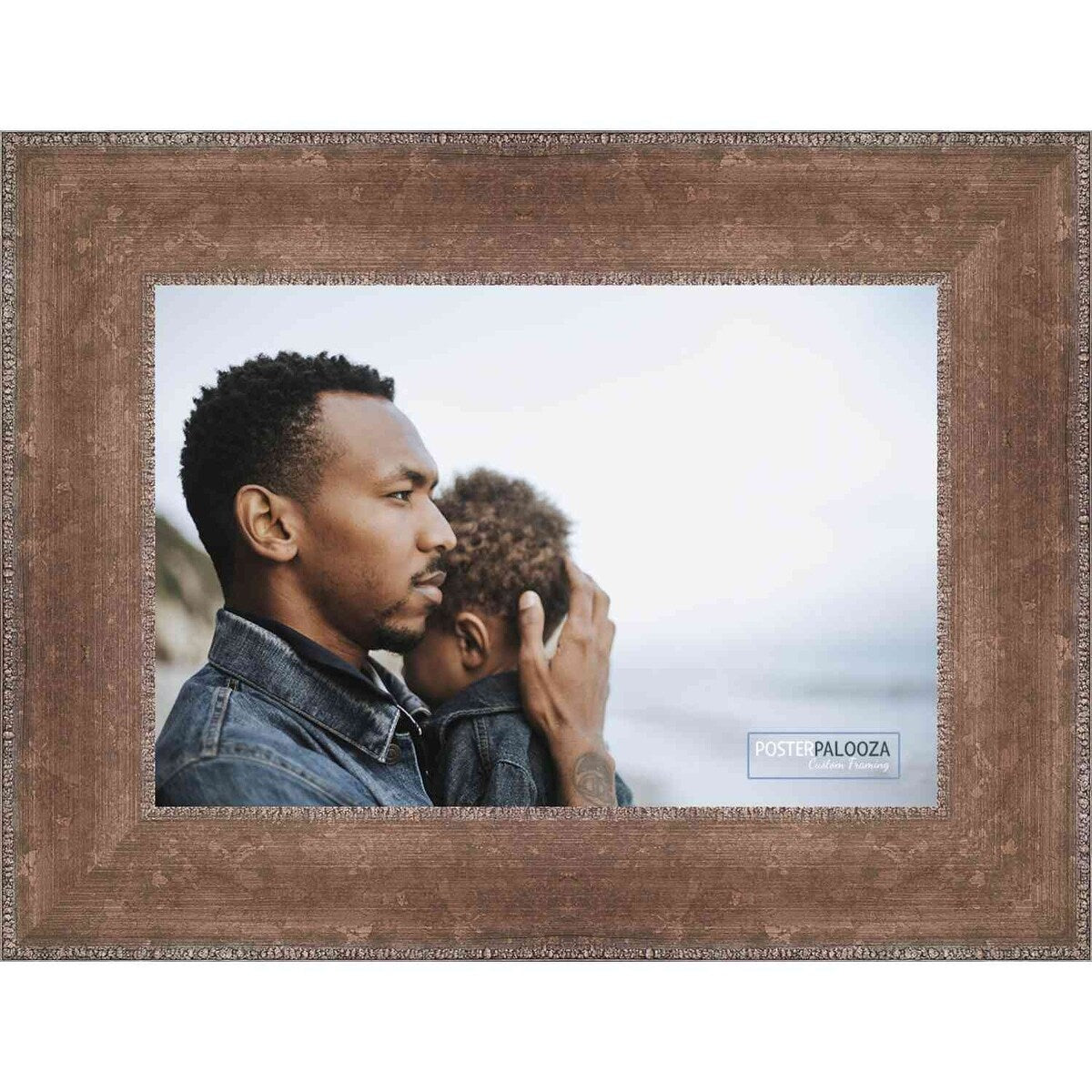 8.5x11 Distressed/Aged Antique Silver Complete Wood Picture or Document Frame with UV Acrylic, Foam Board Backing, & Har