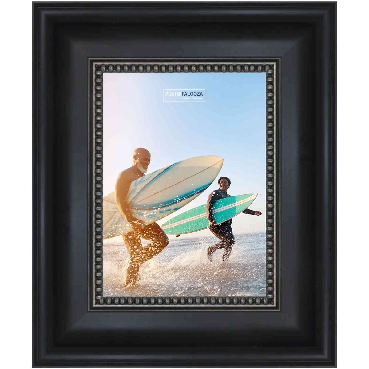 8.5x14 Traditional Black Complete Wood Picture Frame with UV Acrylic, Foam Board Backing, & Hardware