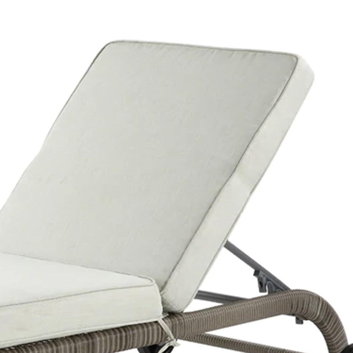 80 Inch Outdoor Patio Sun Lounge, All Weather Resin Wicker, Brown, White