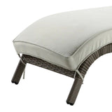 80 Inch Outdoor Patio Sun Lounge, All Weather Resin Wicker, Brown, White