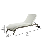80 Inch Outdoor Patio Sun Lounge, All Weather Resin Wicker, Brown, White