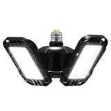 YANSUN 80-Watt White Black Deformable LED Adjustable Garage Light Semi-Flush Mount Lighting with 4-Leaf 6000K Daylight - 6000 K