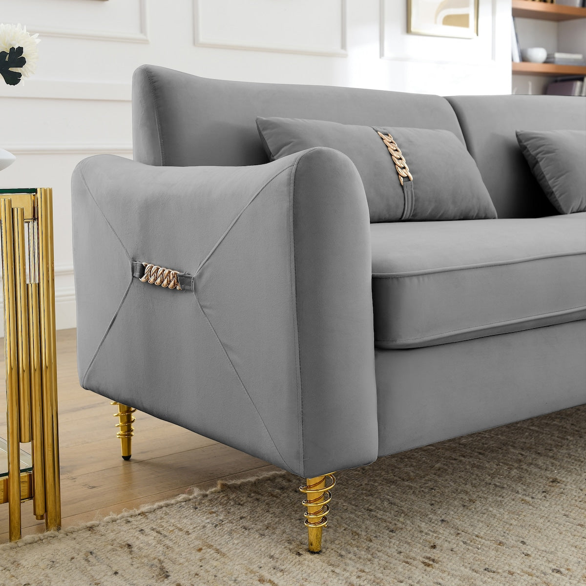 80.3" Velvet Upholstered 3 Seat Sofa, Tufted Back Comfy Long Couch