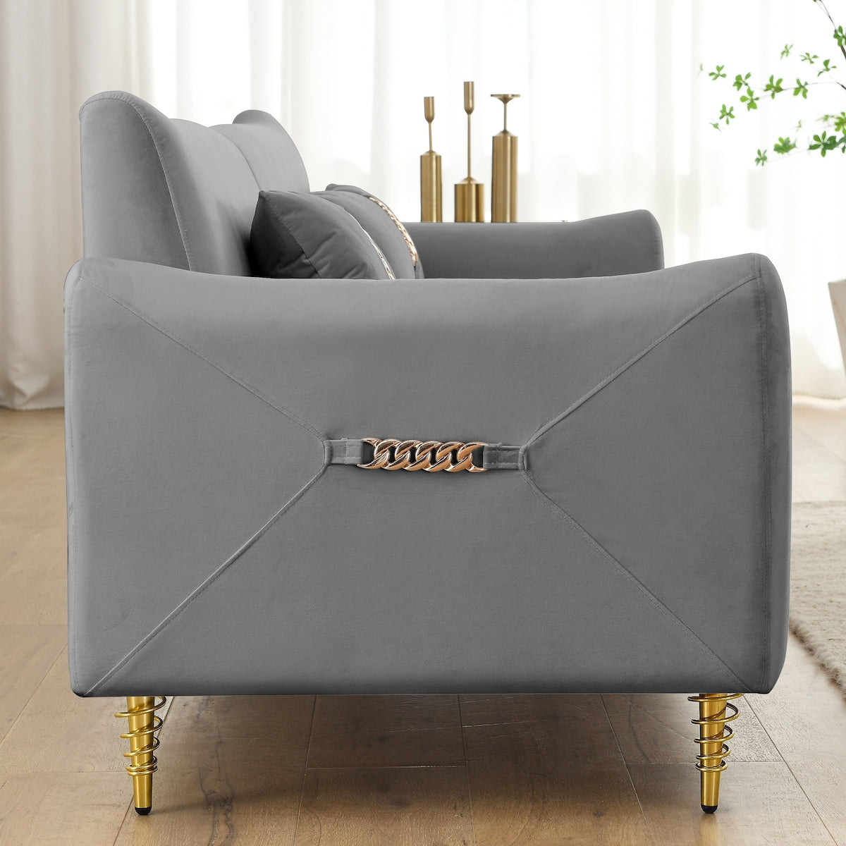 80.3" Velvet Upholstered 3 Seat Sofa, Tufted Back Comfy Long Couch