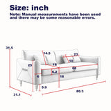 80.3" Velvet Upholstered 3 Seat Sofa, Tufted Back Comfy Long Couch