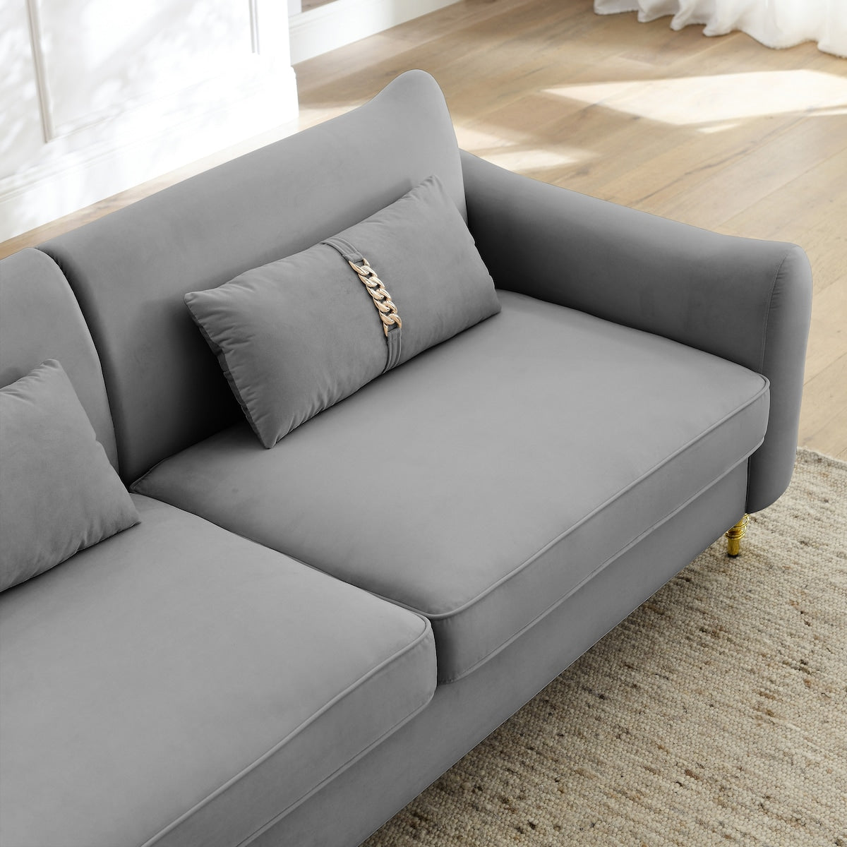 80.3" Velvet Upholstered 3 Seat Sofa, Tufted Back Comfy Long Couch