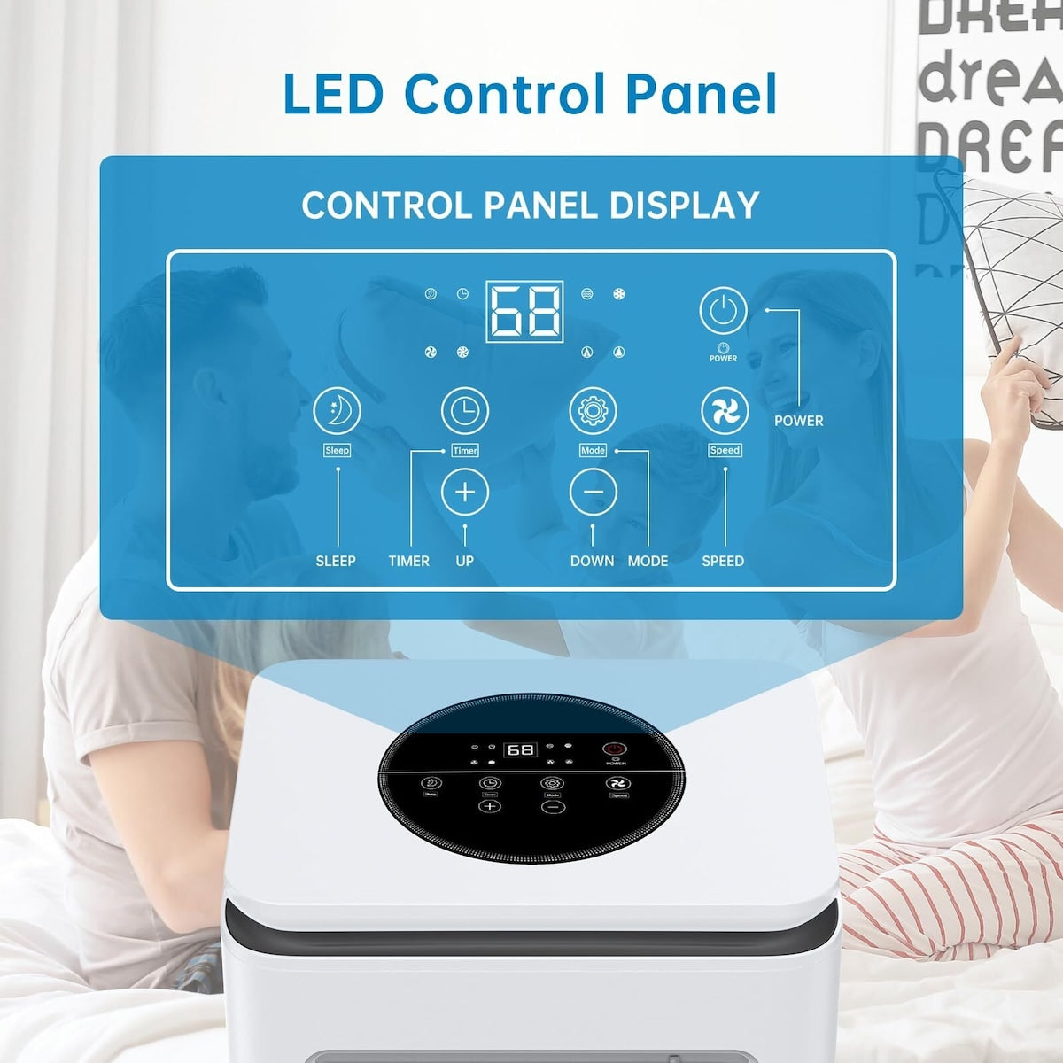 8000 Btu Portable Air Conditioner - Cools Up to 350 Sq.Ft,With Dehumidifier and Fan Modes