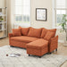 80" Corduroy L-Shaped Sofa Comes With Two Small Throw Pillows