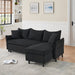 80" Corduroy L-Shaped Sofa Comes With Two Small Throw Pillows