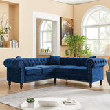 80" Velvet Sofa Couch, Luxury Chesterfield Button Tufted Upholstered Sectional Sofa
