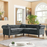 80" Velvet Sofa Couch, Luxury Chesterfield Button Tufted Upholstered Sectional Sofa
