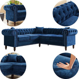 80" Velvet Sofa Couch, Luxury Chesterfield Button Tufted Upholstered Sectional Sofa