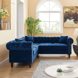 80" Velvet Sofa Couch, Luxury Chesterfield Button Tufted Upholstered Sectional Sofa