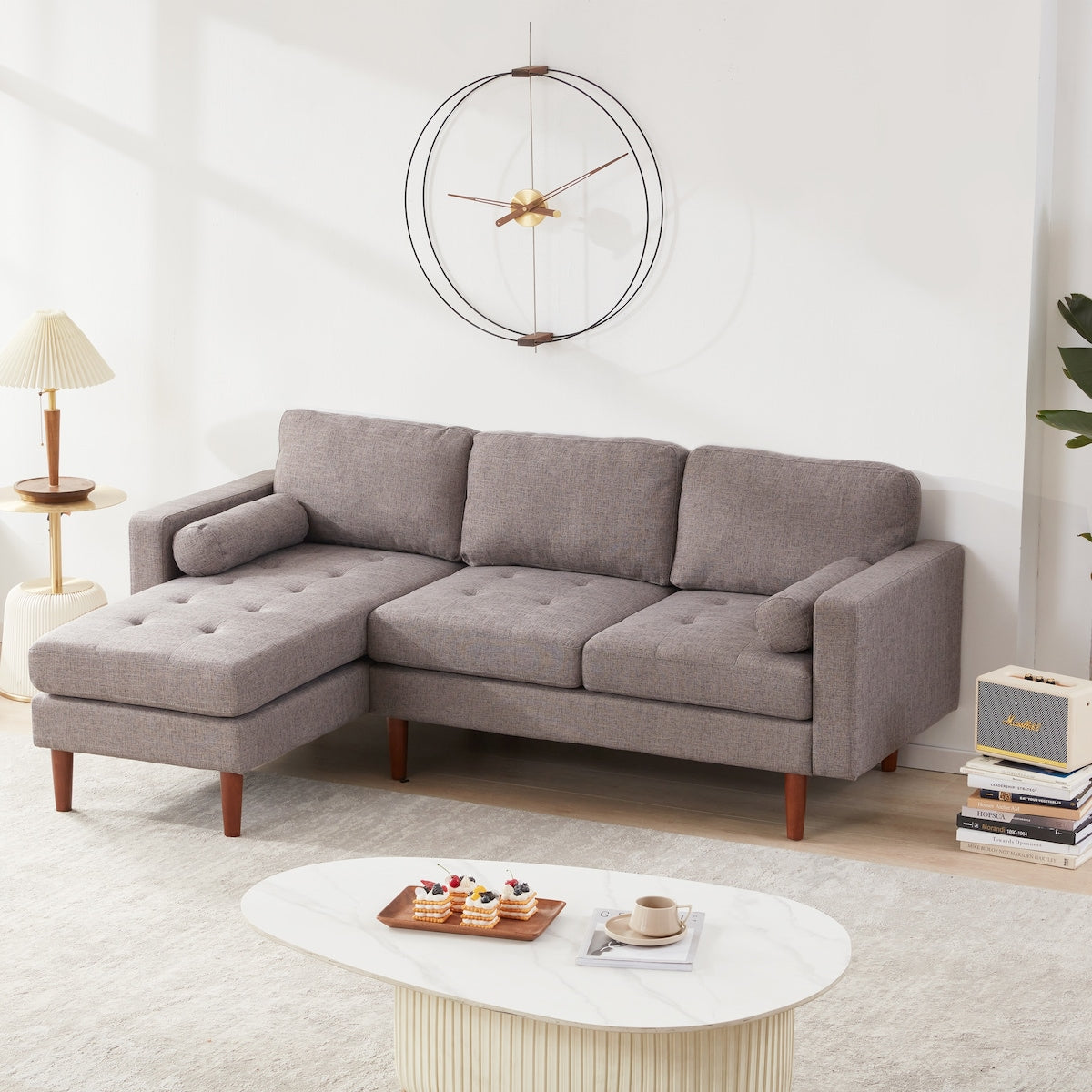 80" W Sectional Sofa Couch, L Shaped Couch with Reversible Chaise