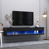 80'' High Gloss Wall Mount TV Cabinet Floating TV Stand with 2 Separate Storage&RGB LED Entertainment Center