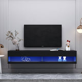 80'' High Gloss Wall Mount TV Cabinet Floating TV Stand with 2 Separate Storage&RGB LED Entertainment Center