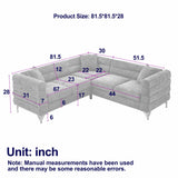 81.5Inch Corner Sofa Covers Oversized 5-Seater Sofa Set L-Shaped Sectional Couch with Cushions for Livingroom,Green