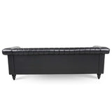 82.5" Traditional Luxury 3 Seater Sofa, PU Leather Sofa, Accent Sofa with Gourd Wood Legs