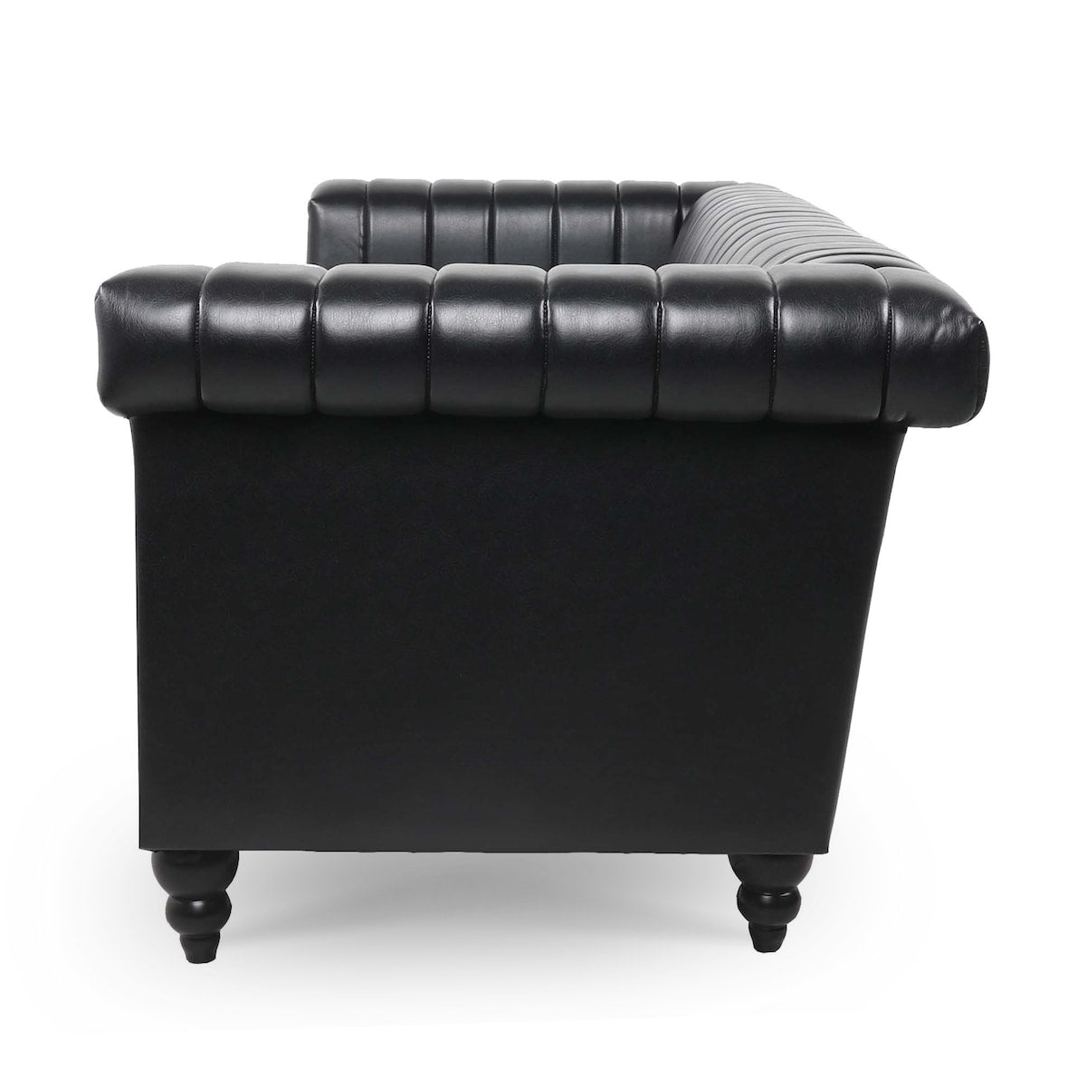 82.5" Traditional Luxury 3 Seater Sofa, PU Leather Sofa, Accent Sofa with Gourd Wood Legs