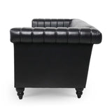 82.5" Traditional Luxury 3 Seater Sofa, PU Leather Sofa, Accent Sofa with Gourd Wood Legs