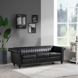 82.5" Traditional Luxury 3 Seater Sofa, PU Leather Sofa, Accent Sofa with Gourd Wood Legs