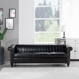 82.5" Traditional Luxury 3 Seater Sofa, PU Leather Sofa, Accent Sofa with Gourd Wood Legs