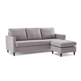 82.6" Reversible Sectional Sofa Living Room L-shape Linen Fabric 3-seater Couch with Ottoman