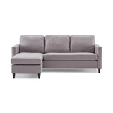 82.6" Reversible Sectional Sofa Living Room L-shape Linen Fabric 3-seater Couch with Ottoman