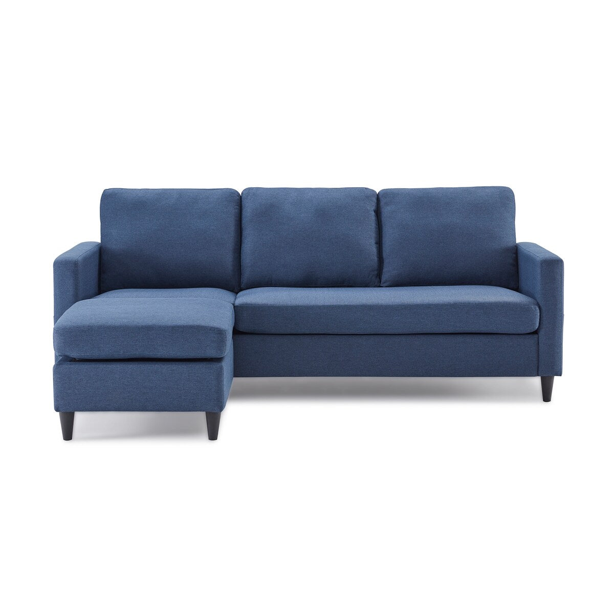 82.6" Reversible Sectional Sofa Living Room L-shape Linen Fabric 3-seater Couch with Ottoman