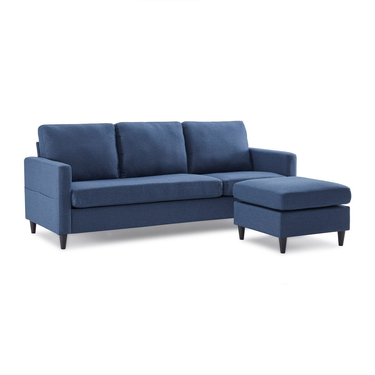 82.6" Reversible Sectional Sofa Living Room L-shape Linen Fabric 3-seater Couch with Ottoman