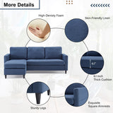 82.6" Reversible Sectional Sofa Living Room L-shape Linen Fabric 3-seater Couch with Ottoman