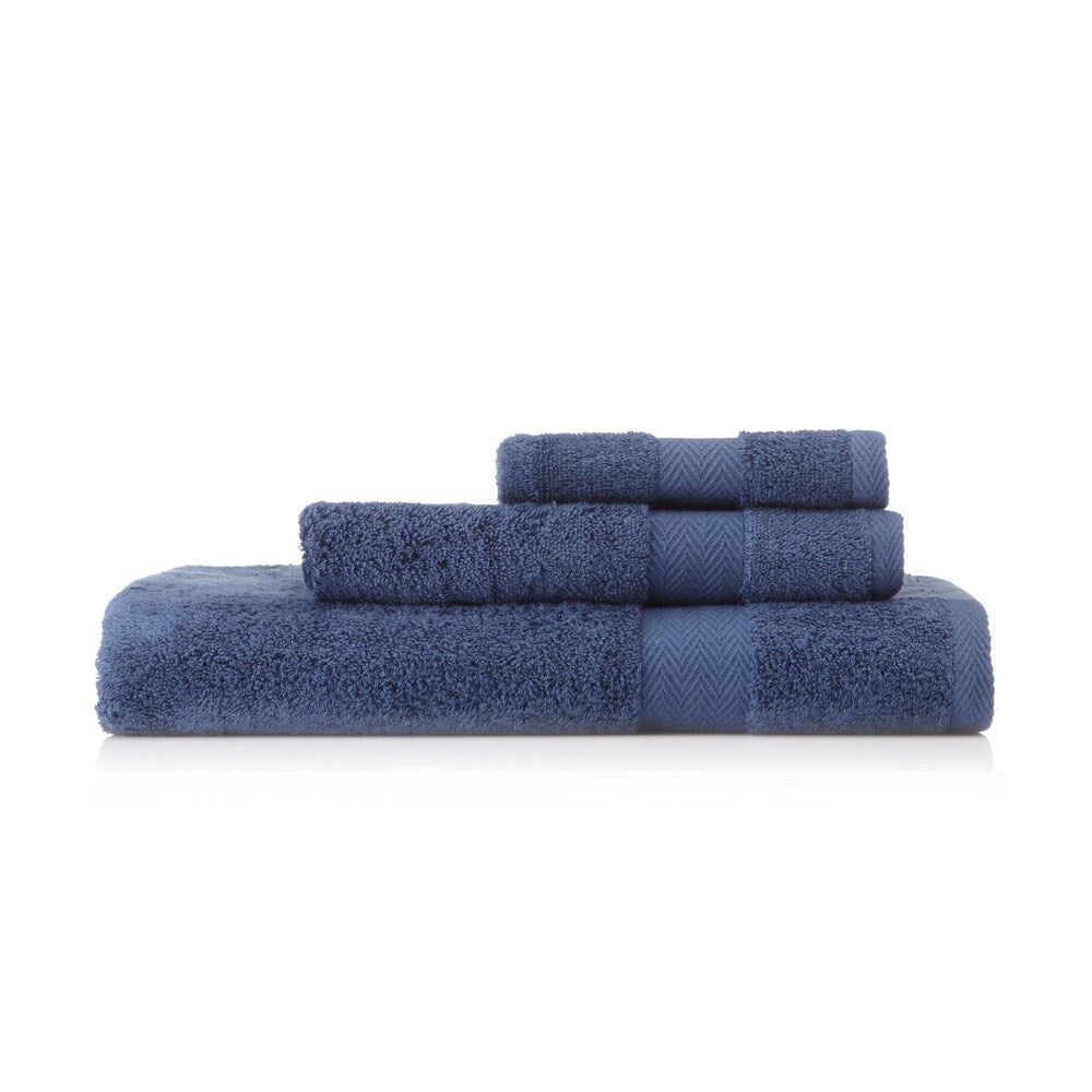 Pima Cotton Chevron Border Navy 3-piece Towel Set