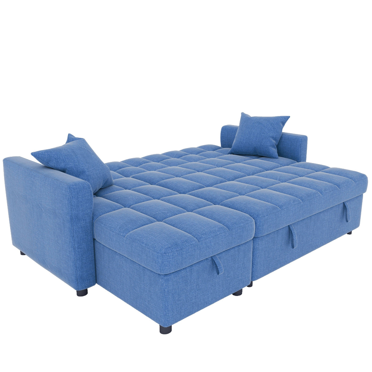 82'' Wide Sectional Couch Pull-Out Sofa Bed with Storage Chaise