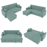 82'' Wide Sectional Couch Pull-Out Sofa Bed with Storage Chaise