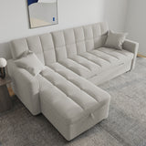 82'' Wide Sectional Couch Pull-Out Sofa Bed with Storage Chaise
