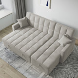 82'' Wide Sectional Couch Pull-Out Sofa Bed with Storage Chaise