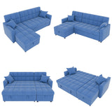 82'' Wide Sectional Couch Pull-Out Sofa Bed with Storage Chaise
