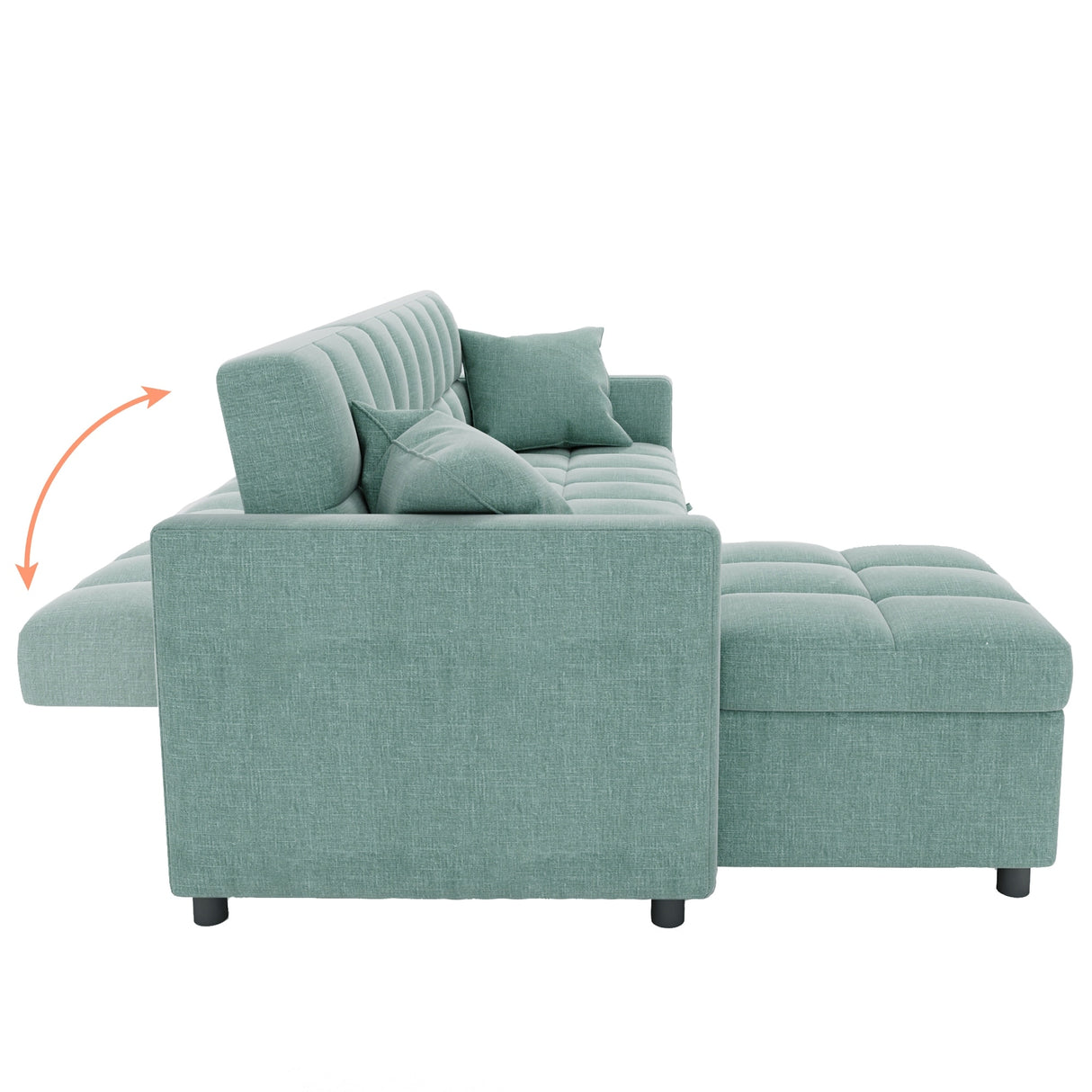 82'' Wide Sectional Couch Pull-Out Sofa Bed with Storage Chaise