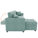 82'' Wide Sectional Couch Pull-Out Sofa Bed with Storage Chaise