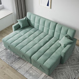 82'' Wide Sectional Couch Pull-Out Sofa Bed with Storage Chaise
