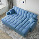 82'' Wide Sectional Couch Pull-Out Sofa Bed with Storage Chaise