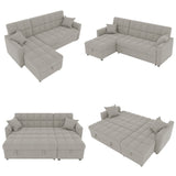 82'' Wide Sectional Couch Pull-Out Sofa Bed with Storage Chaise