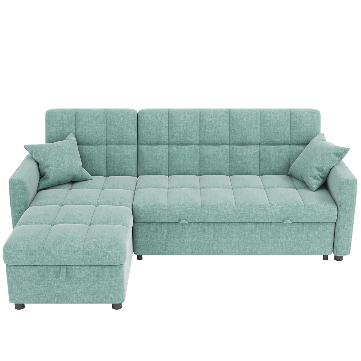 82'' Wide Sectional Couch Pull-Out Sofa Bed with Storage Chaise