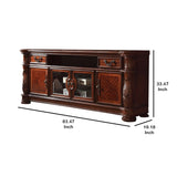 83 Inch 4 Door Wooden TV Console with Bun Feet, Brown