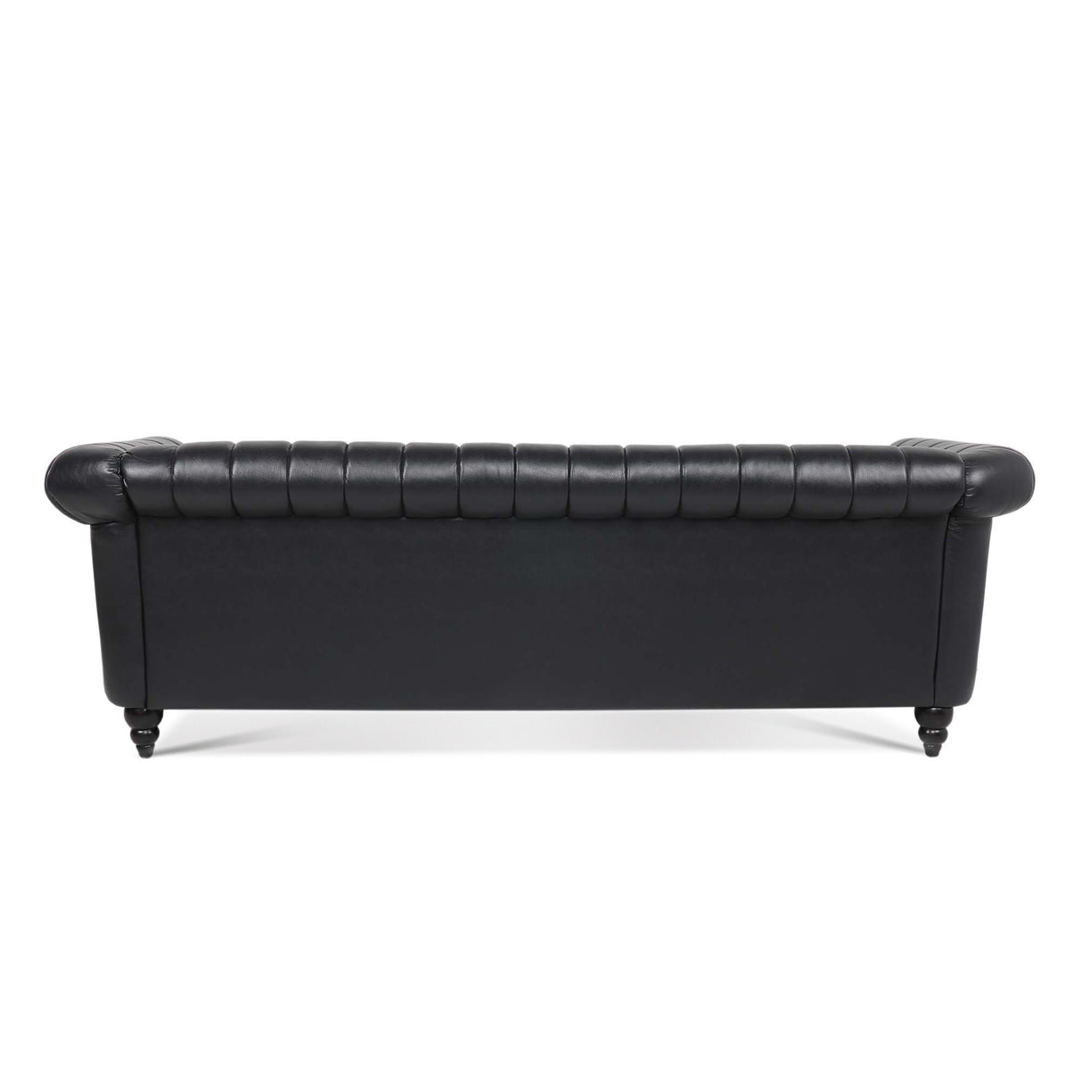 Faux Leather Upholstered Rolled Arm Chesterfield Sofa - 31.50 x 83.46 x 27.56