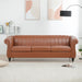 Faux Leather Upholstered Rolled Arm Chesterfield Sofa - 31.50 x 83.46 x 27.56