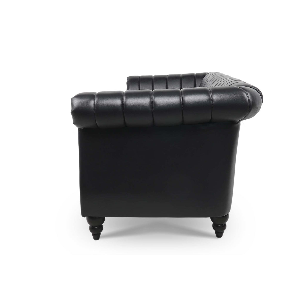 Faux Leather Upholstered Rolled Arm Chesterfield Sofa - 31.50 x 83.46 x 27.56