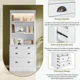 83.4"Tall Bookshelf with Writing Desk,with Storage Shelf,Storage Bookcase with Open Shelves and LED Lighting